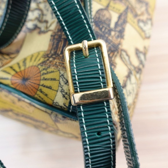 VTG Vittorio Godi World Map Mini Backpack Beige Green Atlas‎ PVC Eclectic Travel